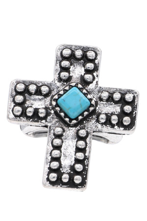 Western Cross Turquoise Cuff Ring