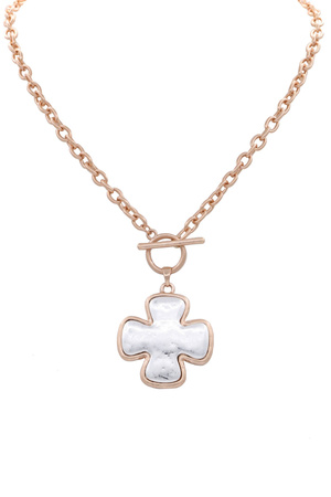 Metal Chain Linked Cross Toggle Necklace