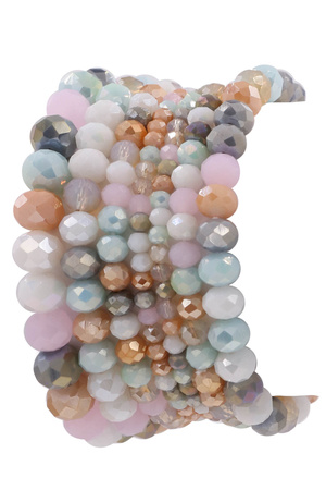 Faceted Beaded Multi Layered Stretch Bracelet Set