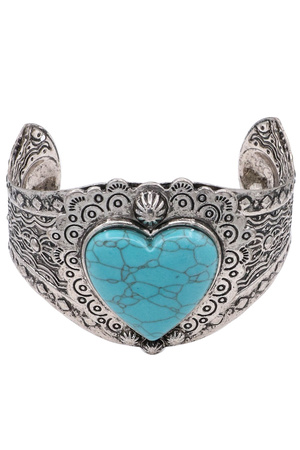 Metal Heart Turquoise Cuff Bracelet