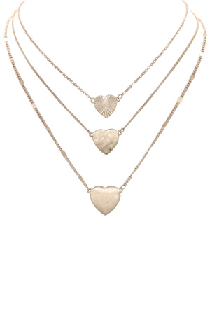 Metal Heart Layered 3-Piece Necklace