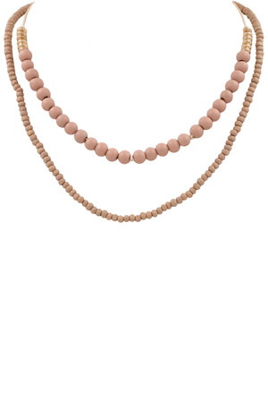 Wood Beaded Layered Necklace