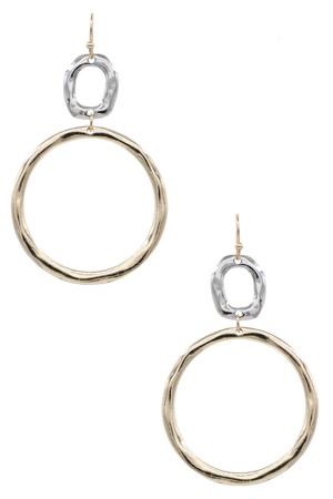 Metal Circle 2-Layered Dangle Earrings