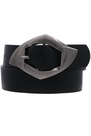 Washed Faux Leather Fan Wing Buckle Belt