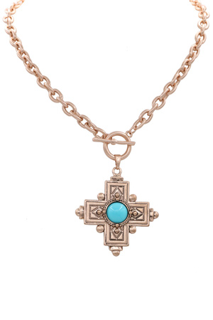 Artisan Cross Pendant Toggle Necklace