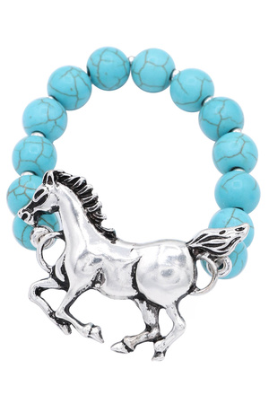 Western Cowgirl Horse Stone Stretch Bracelet
