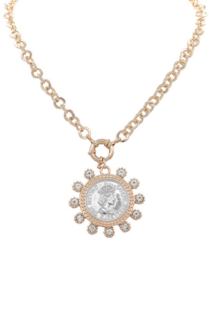 Metal Regal Coin Pendant Necklace