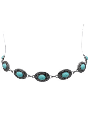 Etched Western Diamond Cab Concho Chain Belt