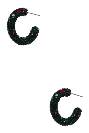 Holiday Pave Crystal Hoop Earrings