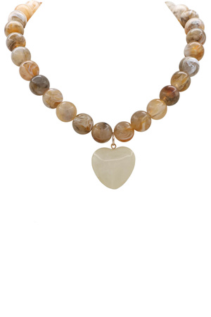 Acrylic Ball Bead Heart Pendant Necklace