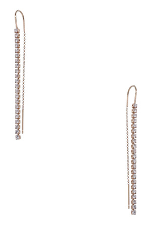 Brass & Cubic Zirconia Chain Threader Earrings