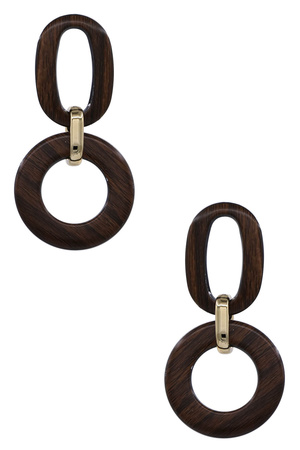 Resin Wood Double Drop Statement Earrings