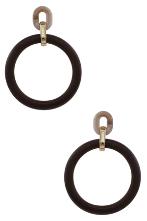 Resin Accent Wooden Ring Earrings