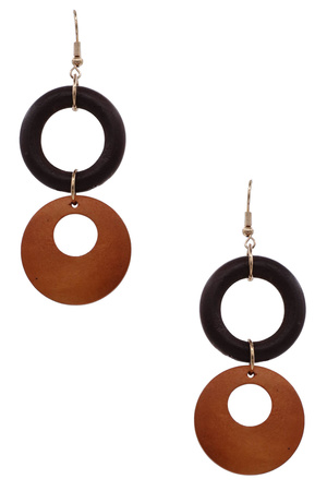 Multitone Wood Oval Drop Earrings