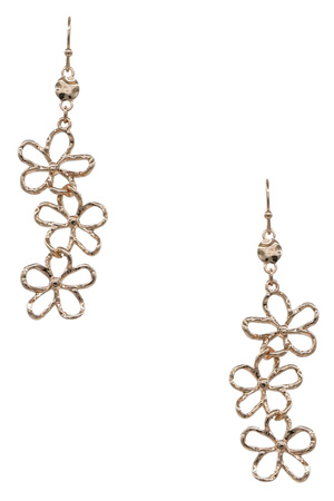 Trio Cutout Flower Linked Drop Earrings