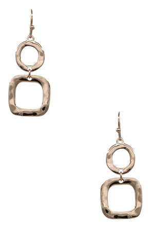 Hammered Double Shape Metal Dangle Earrings