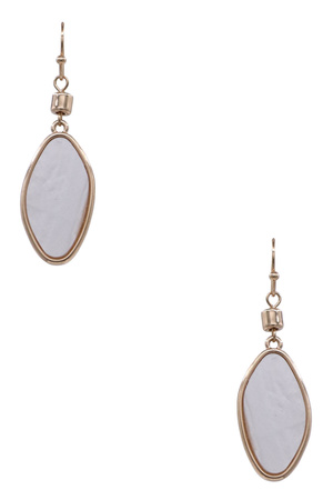 Modern Metal Mother of Pearl Drop Earrings