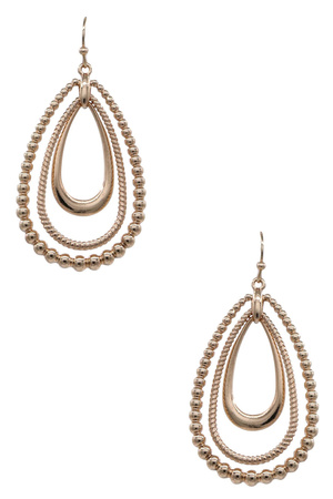 Textured Triple-Layer Metal Teardrop Earrings