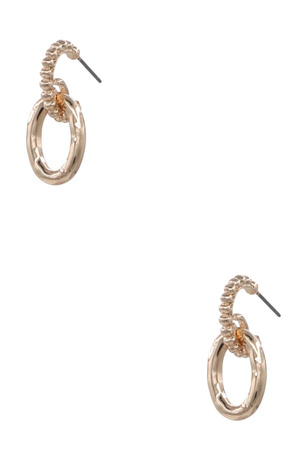 Metal Oval Dangle Huggie Hoop Earrings