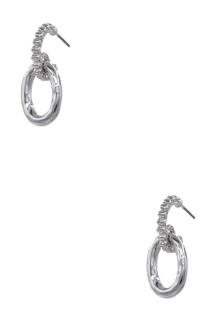 Metal Oval Dangle Huggie Hoop Earrings