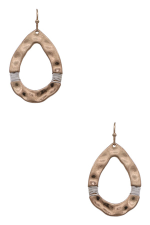 Hammered Metal Teardrop Coil Earrings