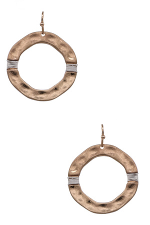 Metal Hammered Coil Wrapped Circle Earrings