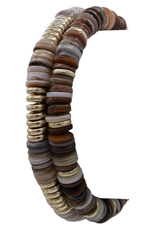 Multicolor Shell Disc Double Row Stretch Bracelet