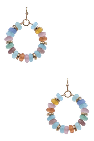 Color Beaded Linked Circle Drop Earrings