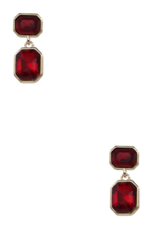 Dual Square Glass Stone Post Earrings