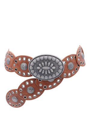 Artisan Floral Oval Disc Buckle Hip Belt