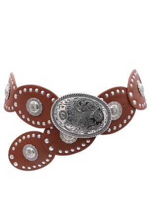 Floral Buckle Sunflower Concho Oval Belt