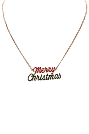 Merry Christmas Metal Pendant Necklace