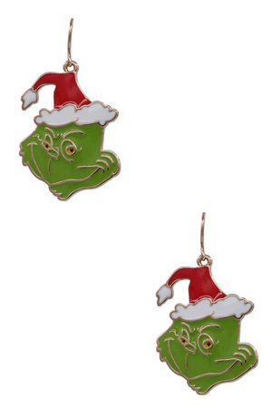 Holiday Grinch Metal Color-Coated Drop Earrings