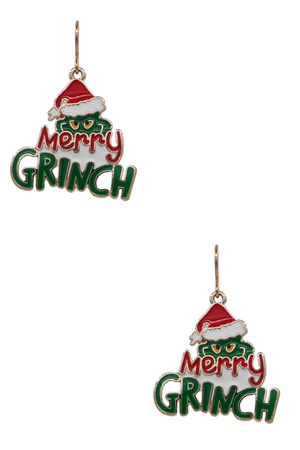 Colorful Merry Grinch Metal Dangle Earrings