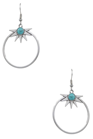 Rustic Metal Half Sun Western Earrings