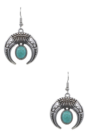 Rustic Engraved Crescent Western Earrings