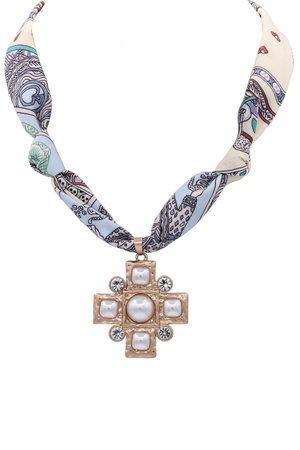 Western Cross Pendant Bandana Necklace