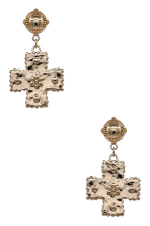 Textured Hammered Cross Dangle Earrings