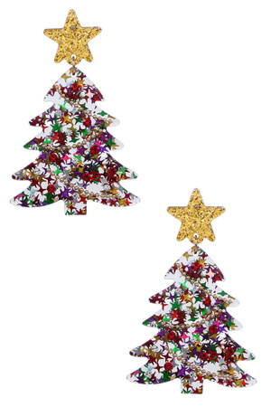 Festive Acetate Christmas Tree Earrings