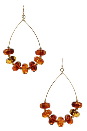 Marble Inspired Bead Gold Dipped Teardrop Earrings