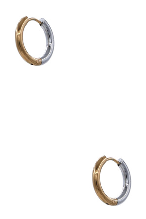 Modern Stainless Steel 2-Tone Huggie Earrings