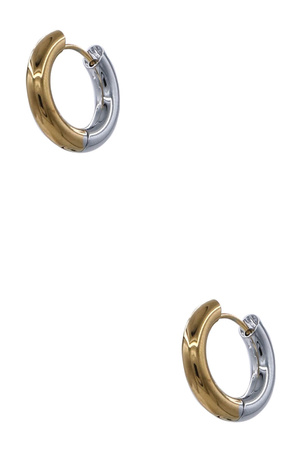 Modern Stainless Steel 2-Tone Huggie Earrings