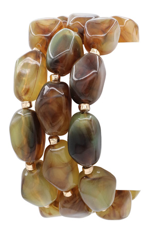 Marble Finish Acrylic Bead Stretch Bracelet Set