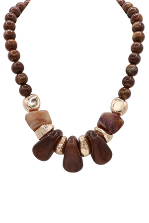 Gold Dipped Marbled Chunky Statement Necklace