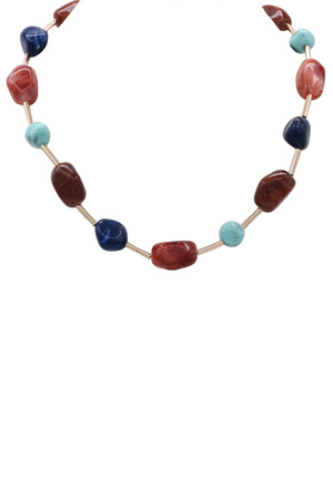 Gold Dipped Marble Bar Pendant Necklace