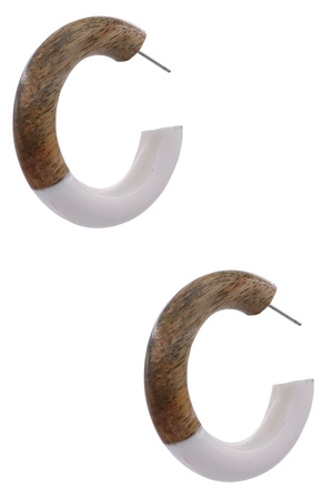 Mixed Wood & Acrylic Hoop Earrings