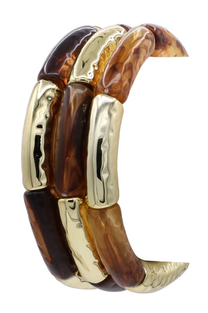 Metal & Acrylic Textured Elastic Bracelet Trio Set