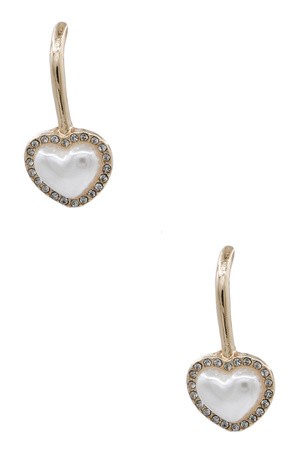 Pearl Heart Charm Earrings