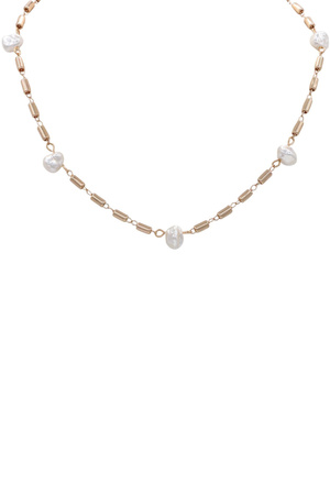 Elegant Cream Pearl Bar Accent Necklace