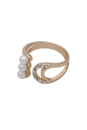 Acrylic Pearl Ring with Pave Crystal Accents